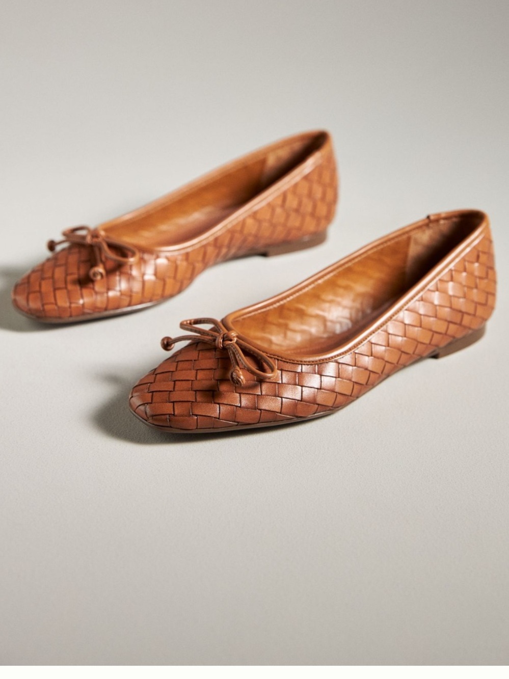 Schutz Woven Leather Ballet Flats in Cognac - Women